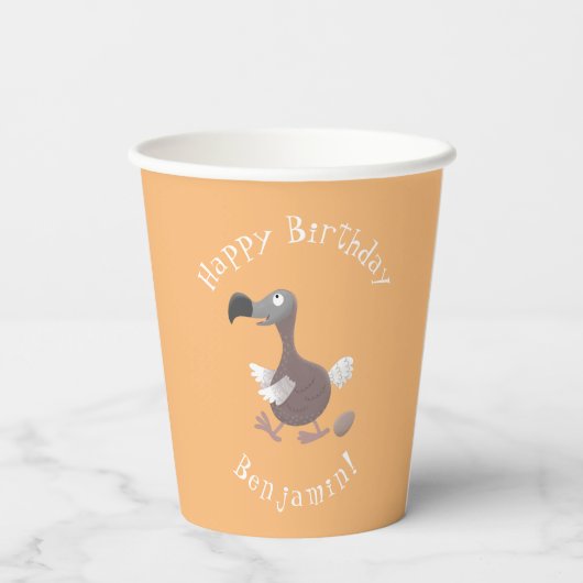 Funny dodo bird cartoon illustratie papieren bekers (Achterkant)