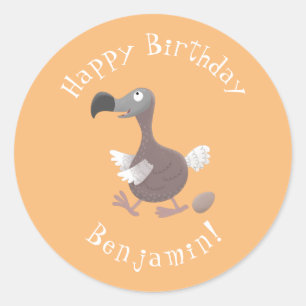 Funny dodo bird cartoon illustratie ronde sticker