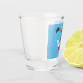 Funny dodo bird cartoon illustratie shot glas (Links)
