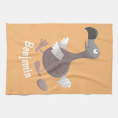 Funny dodo bird cartoon illustratie theedoek (Horizontaal)