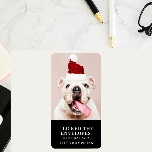 Funny Dog Afbeelding gepersonaliseerde kerstfoto Etiket