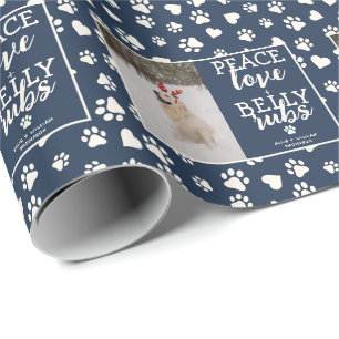 Funny Dog Afbeelding Personaliseer Blue Christmas Cadeaupapier