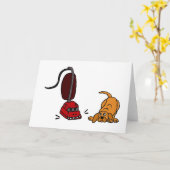 Funny Dog Afraid of Vacuum Cleaner Kaart (Gele Bloem)