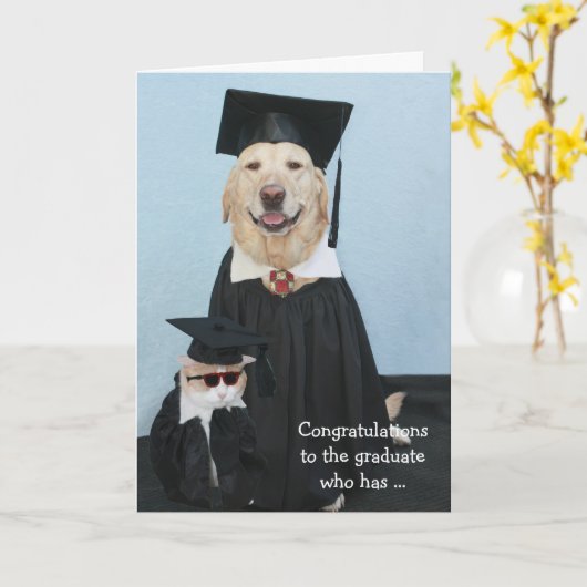 Funny Dog Afstuderen Kaart (Gele Bloem)