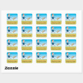 Funny Dog and Man Chasing Bacon Vierkante Sticker (Vel)