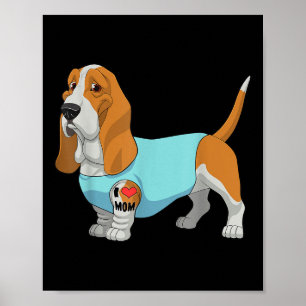 Funny Dog Beagle I Love Mom Tattoo Gift Poster