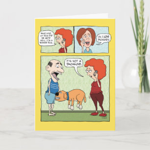 Funny Dog Biting Crotch Birthday Card Kaart
