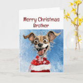 Funny Dog Brother kleindochter Kinder kerst Kaart (Gele Bloem)