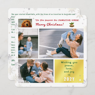 Funny Dog Cat Peace Love Joy 4 Foto's Collage Scha Feestdagenkaart