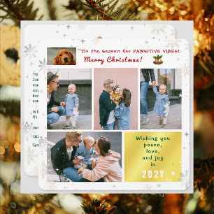 Funny Dog Cat Peace Love Joy 5 Foto's Schattige Mo Feestdagenkaart