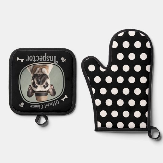 Funny Dog Cheese Inspector Ovenwant & Pannenlap Set (Voorkant)