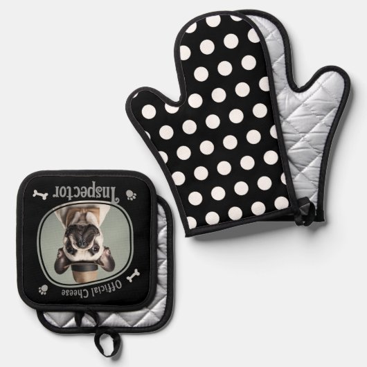 Funny Dog Cheese Inspector Ovenwant & Pannenlap Set (Voorkant / Achterkant)