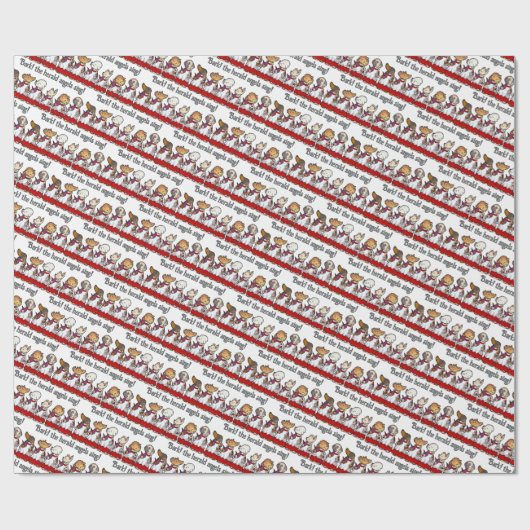 Funny Dog Choir Bark! Xmas Carol Pun Cartoon Cadeaupapier (Vlak)