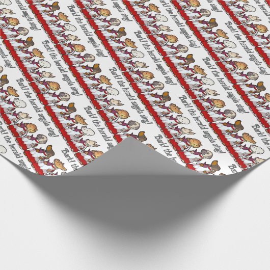 Funny Dog Choir Bark! Xmas Carol Pun Cartoon Cadeaupapier (Hoek)