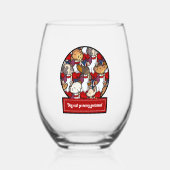 Funny Dog Choir Christmas Carol Pug Pun Cartoon Wijnglas Zonder Voet (Voorkant)