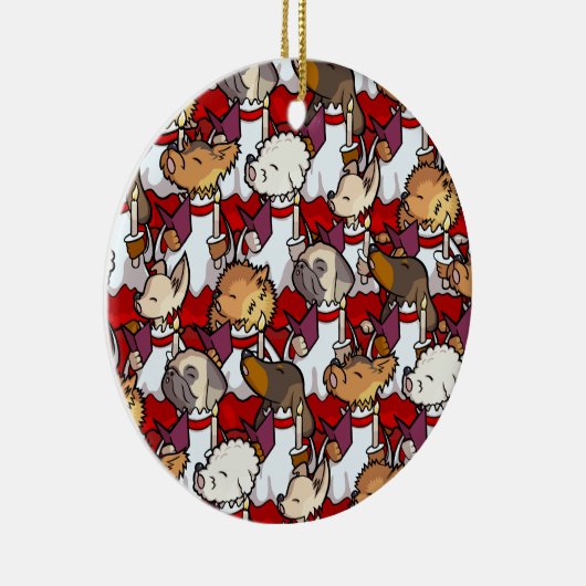 Funny Dog Choir Christmas Carol Singers Cartoon Keramisch Ornament (Rechts)