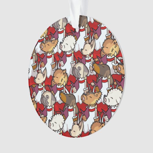 Funny Dog Choir Christmas Carol Singers Cartoon Ornament (voorkant)