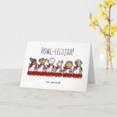 Funny Dog Choir Passed Test Or Exam Cartoon Kaart (Gele Bloem)