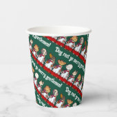 Funny Dog Choir Singing Xmas Carol Pug Pun Cartoon Papieren Bekers (Achterkant)