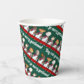 Funny Dog Choir Singing Xmas Carol Pug Pun Cartoon Papieren Bekers (Voorkant)