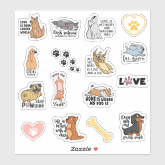 Funny Dog citeert Stickers