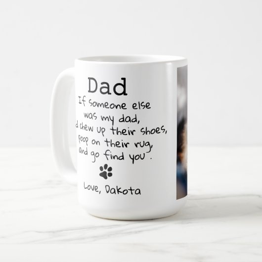Funny Dog Dad Custom Pet Photo Fathers Day Koffiemok (Voorkant links)