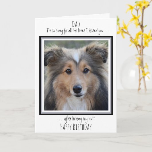 Funny Dog Dad Verjaardag Schattigee Dog Photo Card Kaart (Gele Bloem)