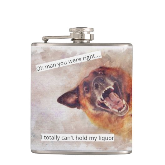 Funny dog drink kolf heupfles (Voorkant)