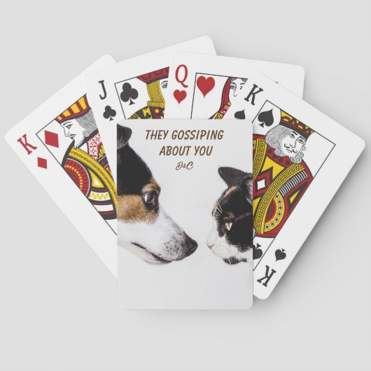 Funny Dog en Cat Conversation Pokerkaarten (Achterkant)