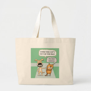 Funny Dog en Cat Grote Tote Bag