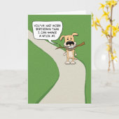 Funny Dog en Stick Birthday Kaart (Gele Bloem)