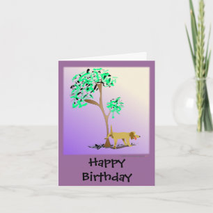 Funny Dog en Tree Edgy Birthday Card Kaart