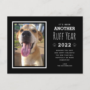 Funny Dog Foto Ruff 2022 Zwarte Kerstmis Feestdagenkaart