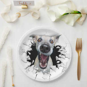 Funny dog gezicht papieren bordje