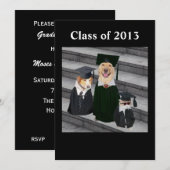 Funny Dog Graduation Party Invitation Kaart (Voorkant / Achterkant)