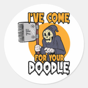 Funny Dog Groomer Brush Your Dog Grooming Reaper H Ronde Sticker