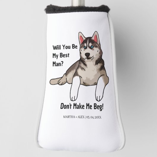 Funny Dog Groomsmen Voorstel Wil je mijn bruidegom Golfheadcover (Draai 90)