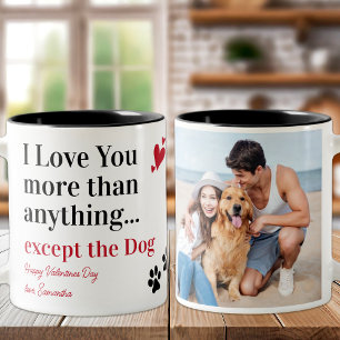 Funny Dog I Love You Valentijnsdag Custom Foto Tweekleurige Koffiemok