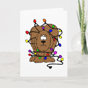 Funny Dog-kerstlampjes Disaster Feestdagen Kaart