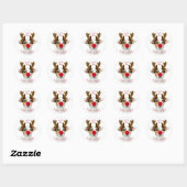 Funny Dog Kerstmis Ronde Sticker (Vel)