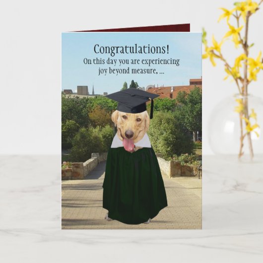 Funny Dog/Lab Afstuderen Kaart (Gele Bloem)