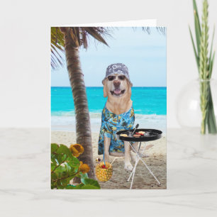 Funny Dog / Lab in het Hawaiiaanse Shirt op Beach  Kaart