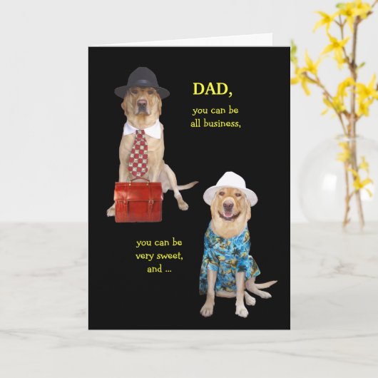 Funny Dog/Lab Kaart voor Funny Dad (Gele Bloem)