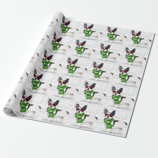 Funny Dog Lover Boston Terrier Kerstmis Cadeaupapier (Uitgerold)