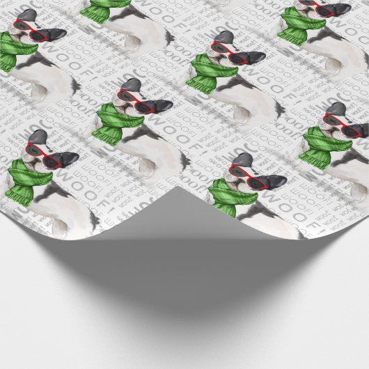 Funny Dog Lover Boston Terrier Kerstmis Cadeaupapier (Hoek)