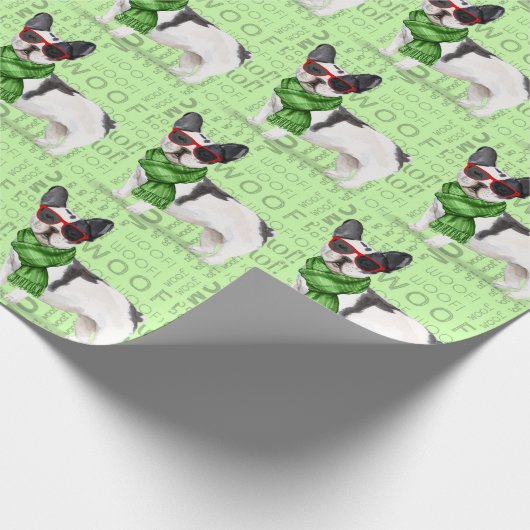 Funny Dog Lover Boston Terrier Kerstmis Cadeaupapier (Hoek)