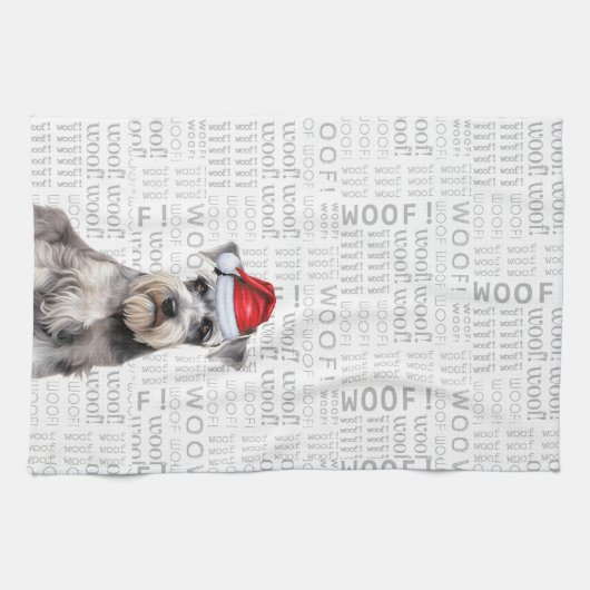 Funny Dog Lover Holiday Schnauzer Christmas Theedoek (Horizontaal)