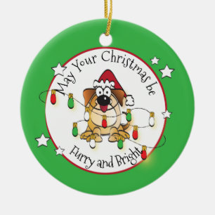 Funny Dog Lover Persoonlijk kerstfeest Keramisch Ornament