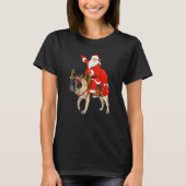 Funny Dog Lover Santa Riding English Mastiff Chris T-shirt (Voorkant)