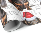 Funny Dog Lover Smooth Dachshund in a Santa Hat Cadeaupapier